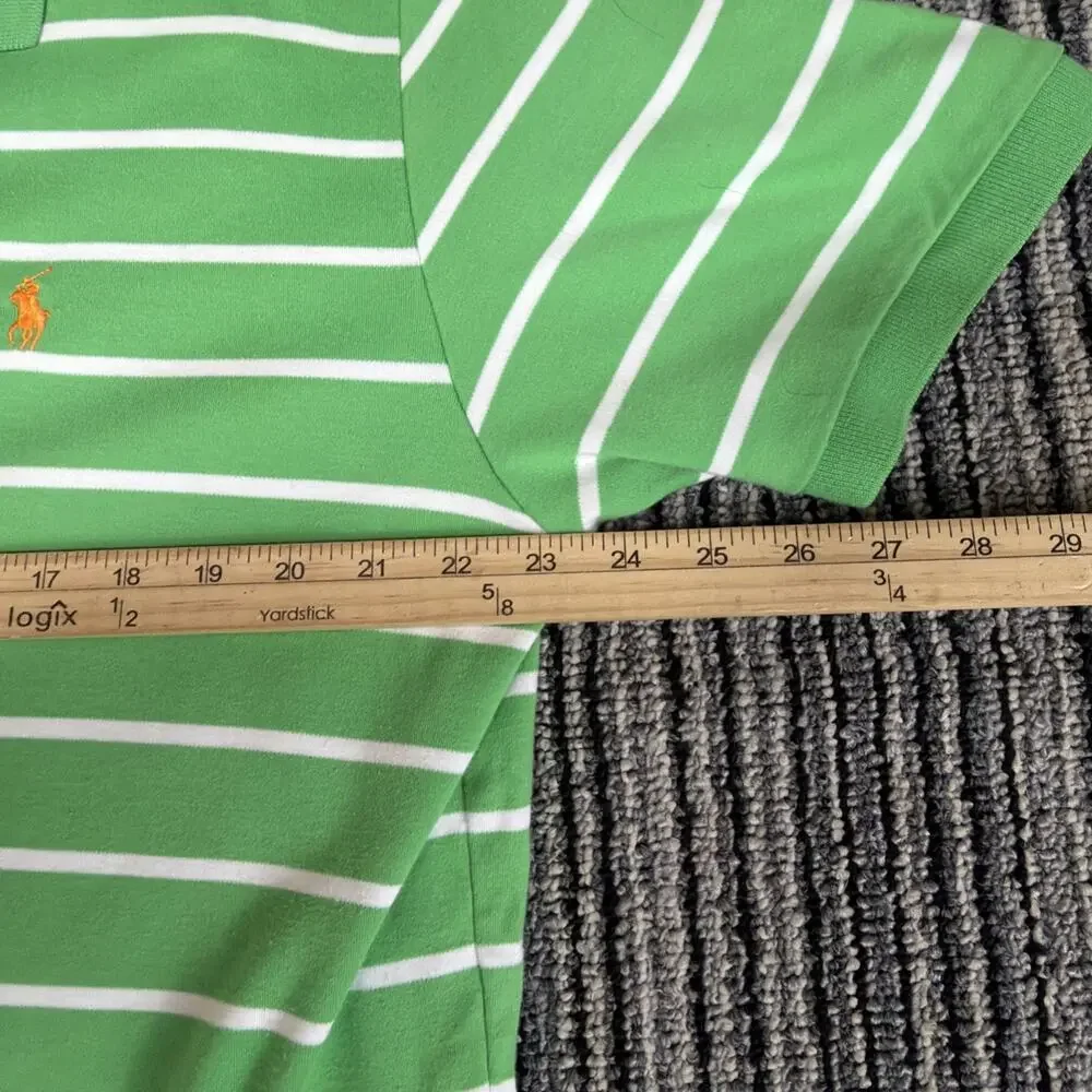 Polo Ralph Lauren Shirt Men's Size L Green White Stripe Preppy Gold Pony
